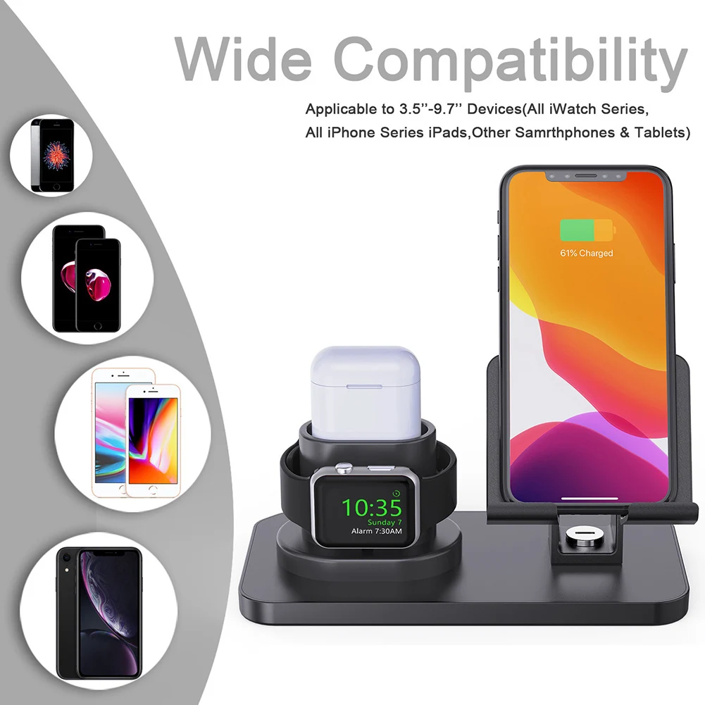 3 в 1 беспроводной зарядный Кронштейн Док станция для Apple Watch серии 5/4/3/2/1 iPhone 11 Pro Max