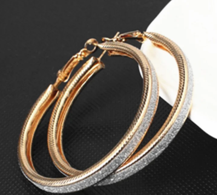 Винтажные золотые-Цвет большие круглые серьги-кольца для женщин и девушек Ушная