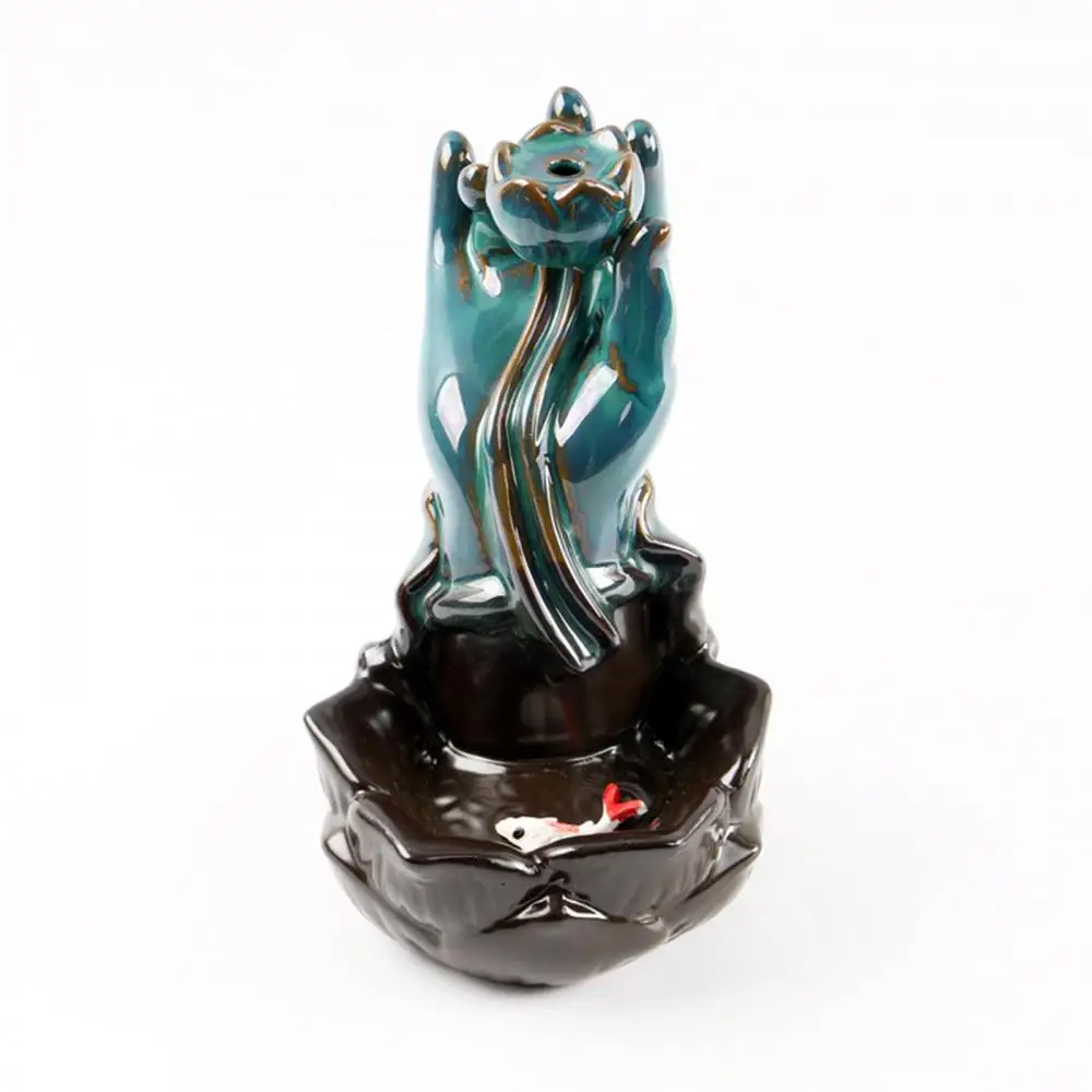 

Зеленая бергамота, искусственная башня с золотой рыбой, курильница для украшения дома или офиса, курильница с водопадом