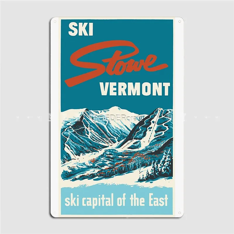 

Винтажный металлический знак Ski Stowe Vermont для кинотеатра