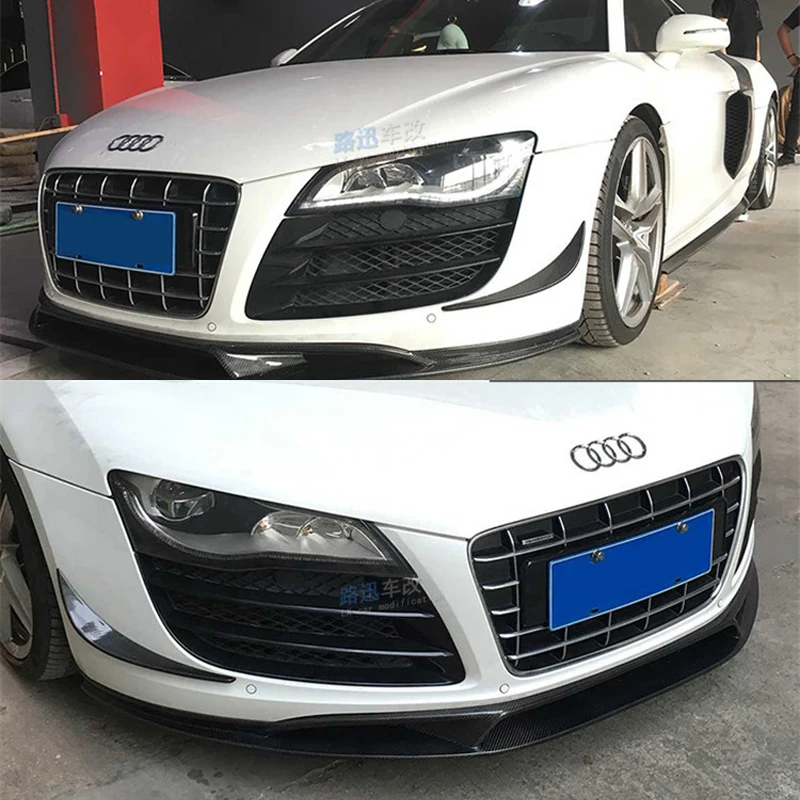Накладка на передний бампер из углеродного волокна для Audi R8 V8 V10 2008-2015 2 шт.