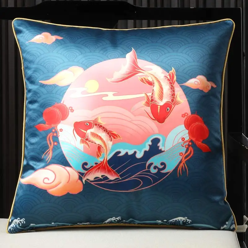 

Chinese Style Classical Cushion Cover with Inner Filling Pillow for Sofa Car Soft Pillowcase Cushion Insert Core Home Decoration