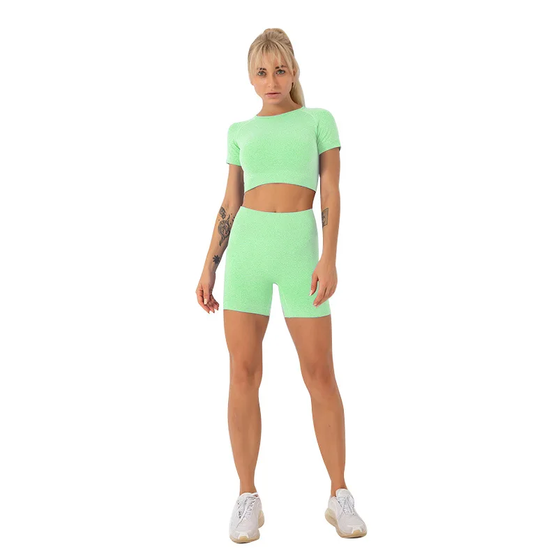 

New 2021 Yoga clothes Solid color Suit shorts Short sleeve Yoga set Run Sportswear Fitness Quick dry
