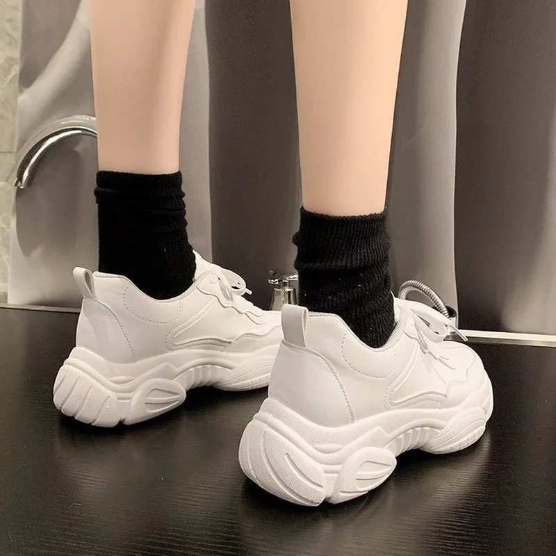 

Spring Autumn White Sneakers Women Sport Shoes Casual PU Leather Flat Platform Shoes Woman Beige Chunky Sneakers Zapatos Mujer