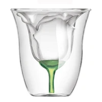 design rose shape double wall bilayer wine glass cocktail flip liquor cup household bar lover gift cocktail shaker cups