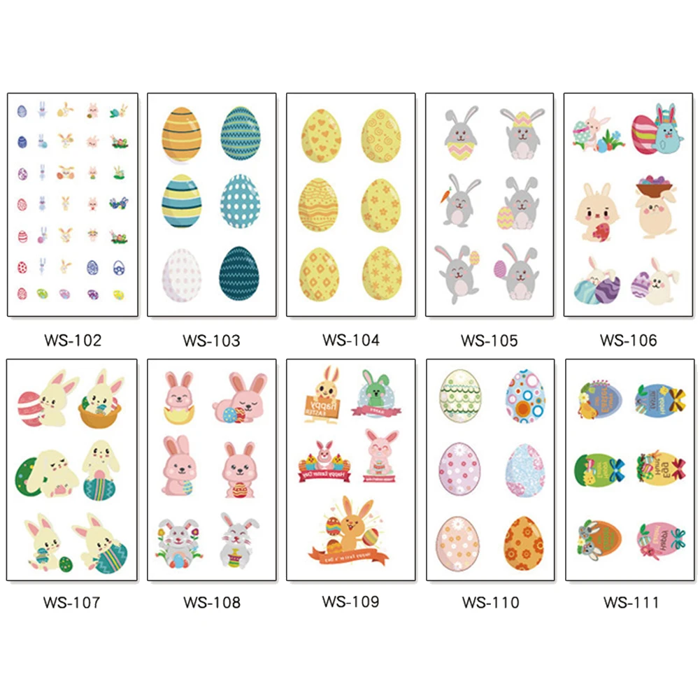 

10Pcs Children Easter Cartoon Temporary Animal Adhesive Body Art Fake Tattoo Sticker Decal For Boy Kids