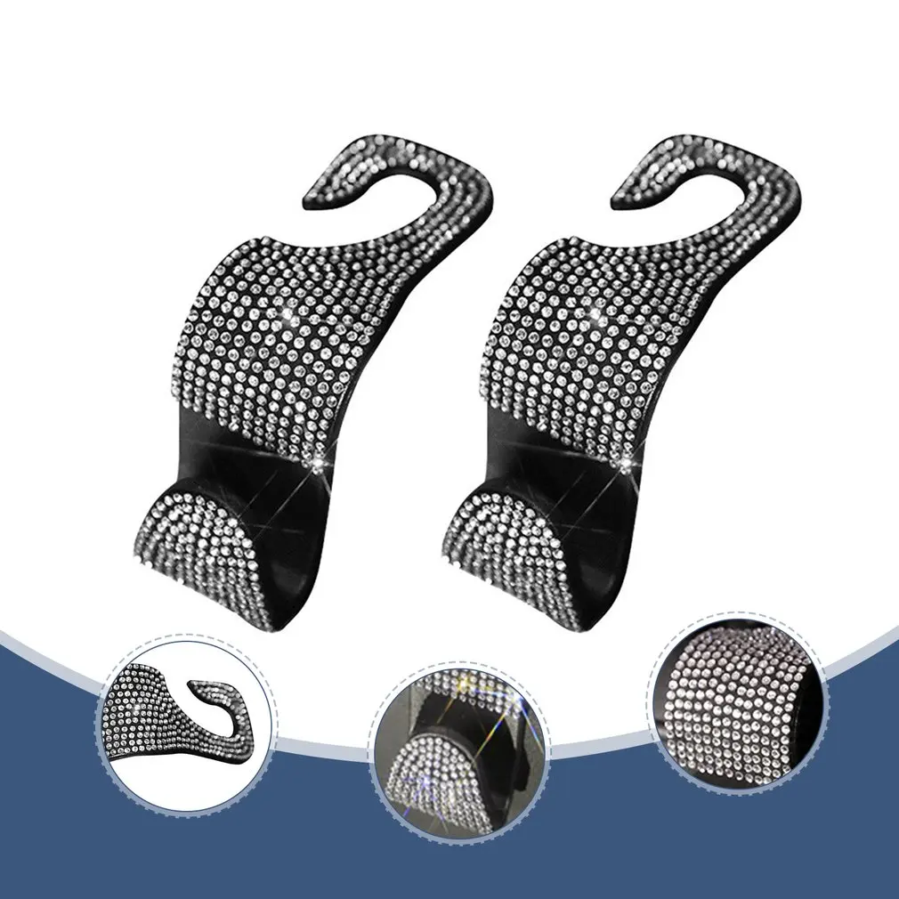 

Multifunctional Car Seat Back Hook White Diamond Diamond-studded Hidden Creative Car Rear Seat Hook Car Accessory