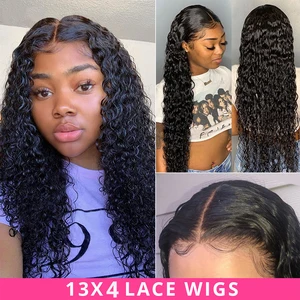Парик из человеческих волос с глубокой кудрявой сеткой спереди, парик для чернокожих женщин с глубокой волной, плотность 150%, влажные и волнистые, волнистые, кружевные передние парики