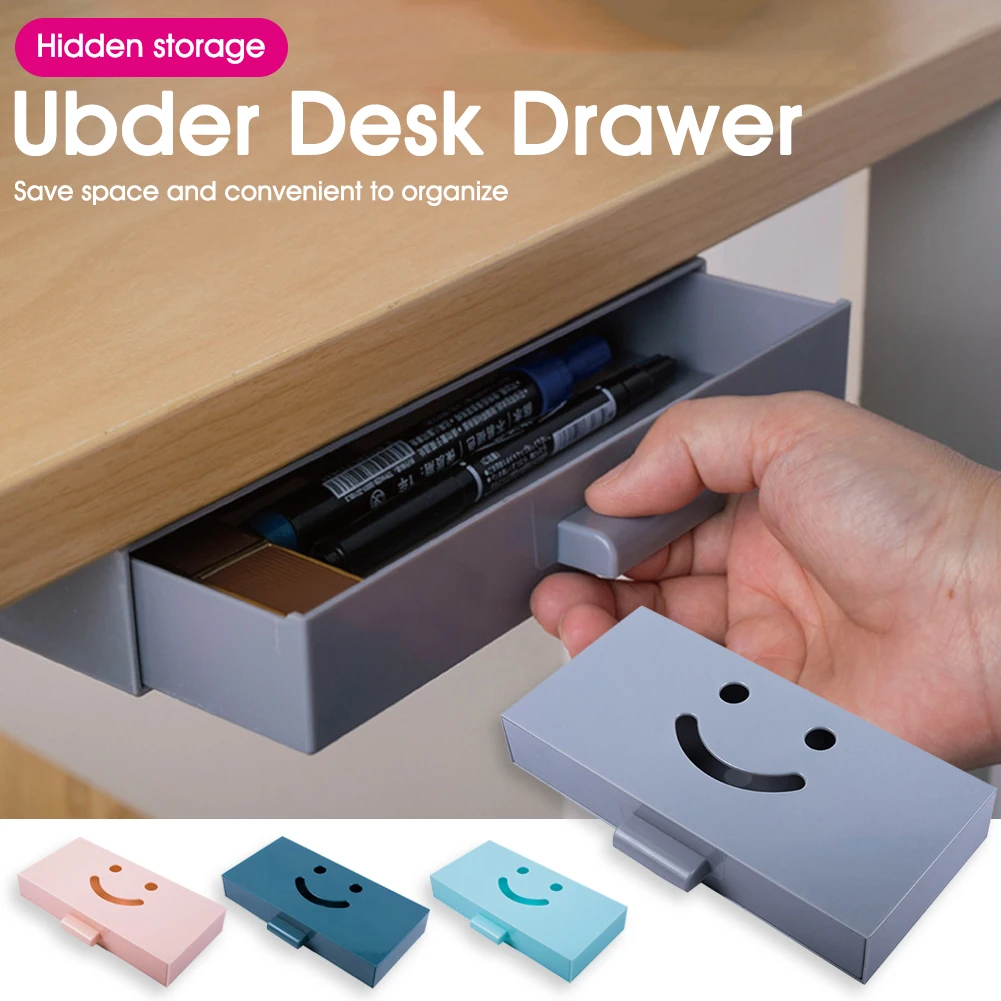 

Under Desk Storage Box Invisible Drawer Desk Bottom Paste Type Finishing Box Dtudent Dormitory Desktop Creative Dtationery Box