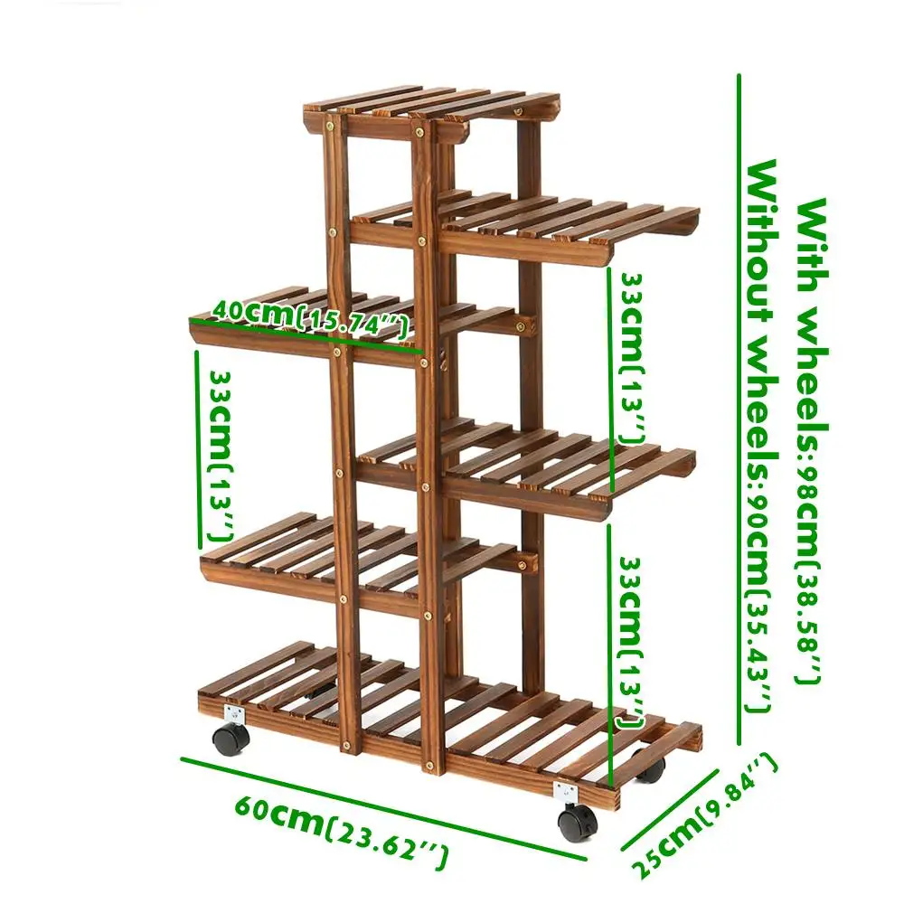 

6 Tiers Wooden Bonsai Plant Rack Storage Display Shelf 60x25x98cm Home Indoor Outdoor Yard Garden Patio Balcony Flower Stands