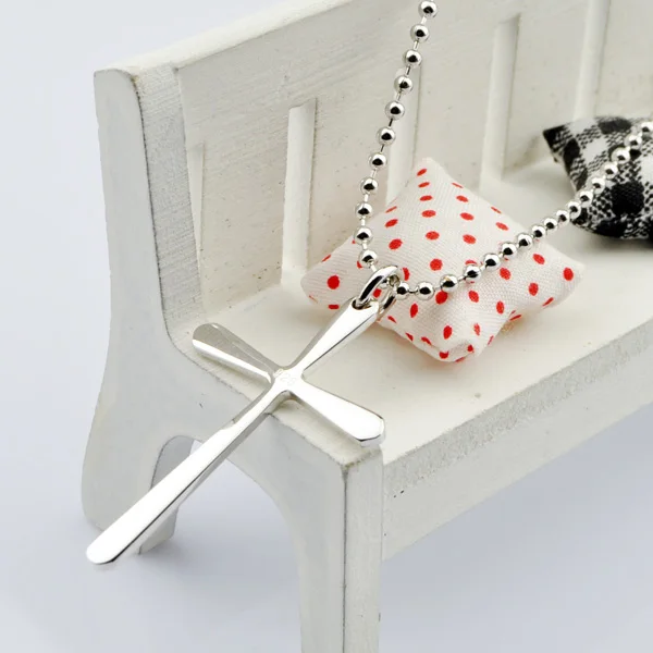 Простой классический модный двухсторонний крест античный серебряный цвет кулон