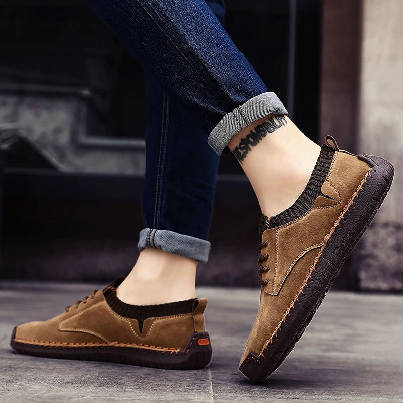 

Men Shoes Cow suede Leather Sneakers Leather fashion Shoes Men Designer Sneakers for Men lace up brand Luxury Casual Shoes