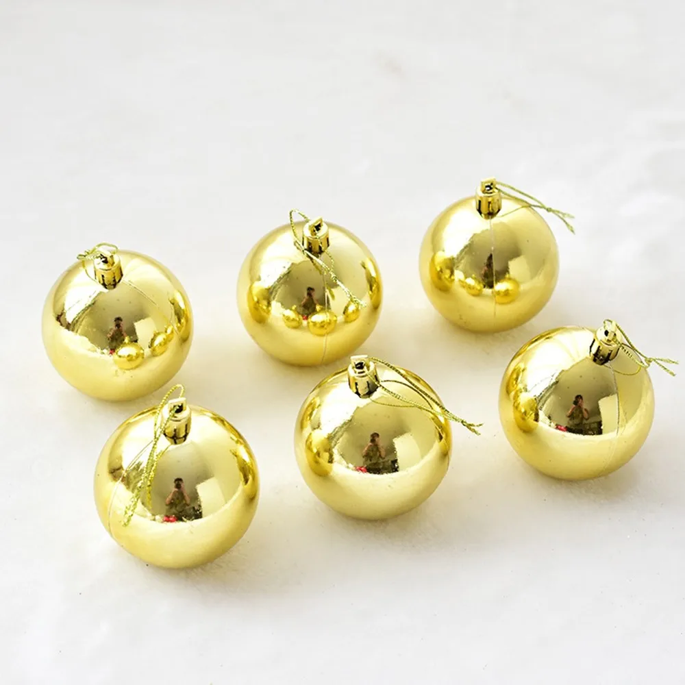 5CM GOLD 6 шт./компл. Рождественские шары подвесные украшения Рождественская елка висячие украшения вечерние декоративные шары украшения дома поставки - Цвет: 5CM GOLD