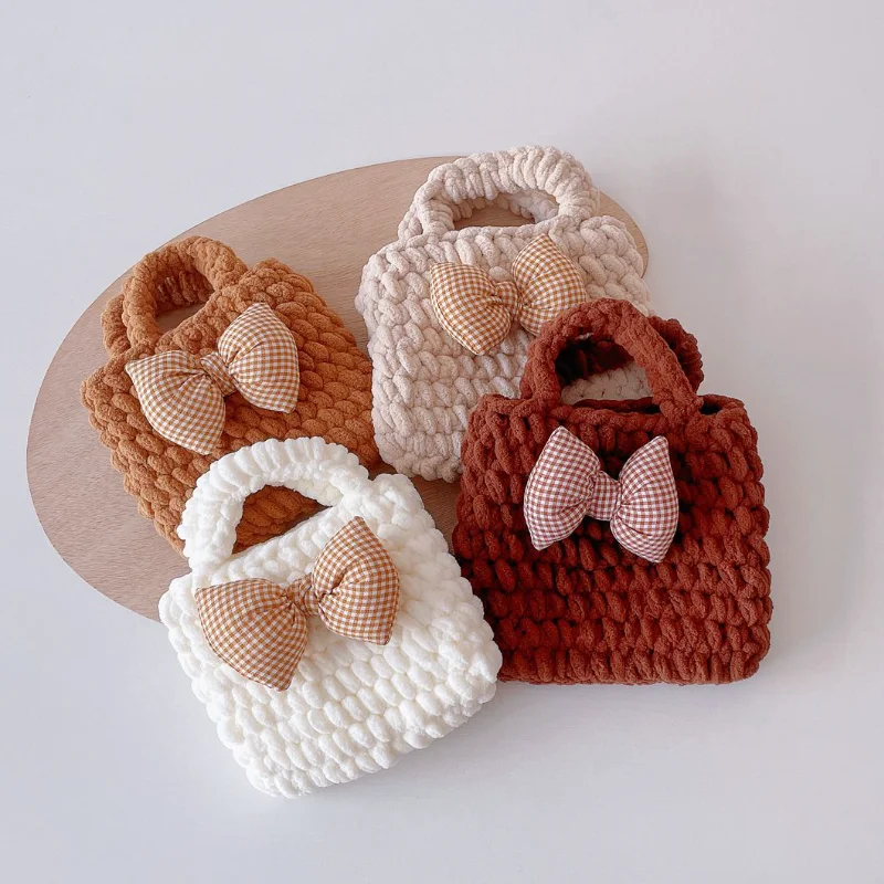 Children Lovely Big Bow Handbag Autumn Winter New Style Girls Baby Vintage Travel Handbag Wallet