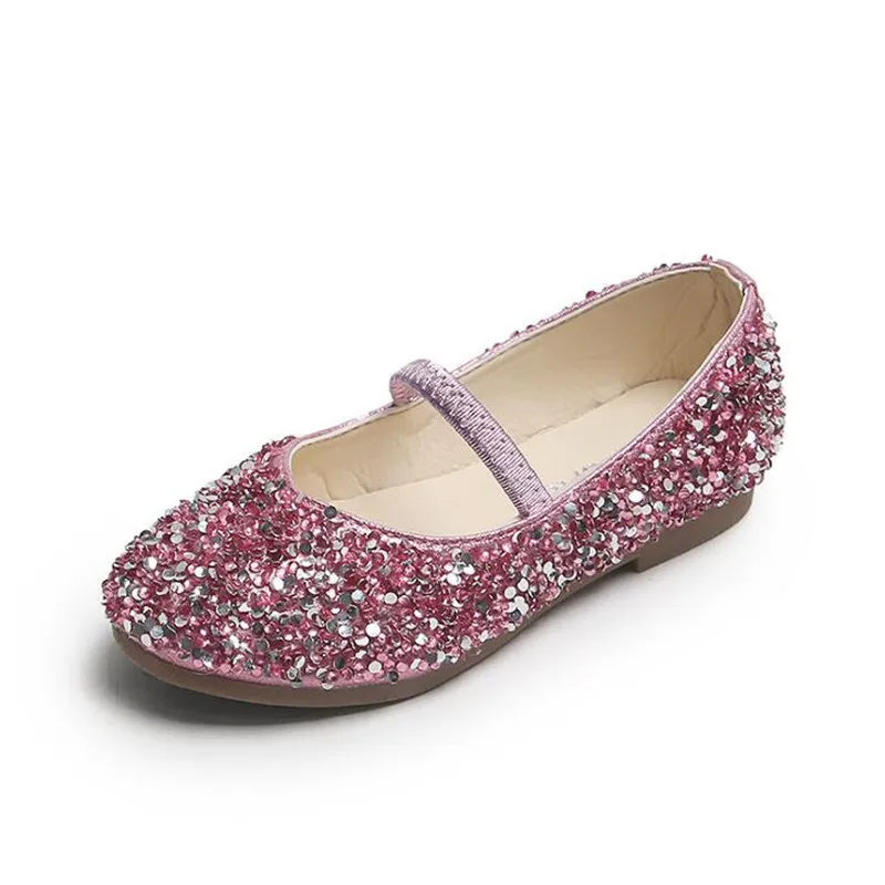 

2022 Spring New Girls' Leather Shoes Princess Non-Slip Soft Bottom Wear-Resistant Little Baby Sequined Children's Shoes