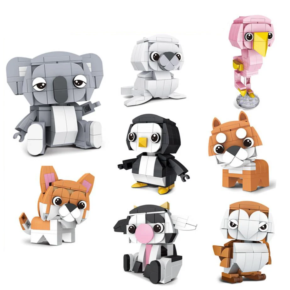 Большая распродажа 100 + шт. строительных блоков с животными милая мультяшная