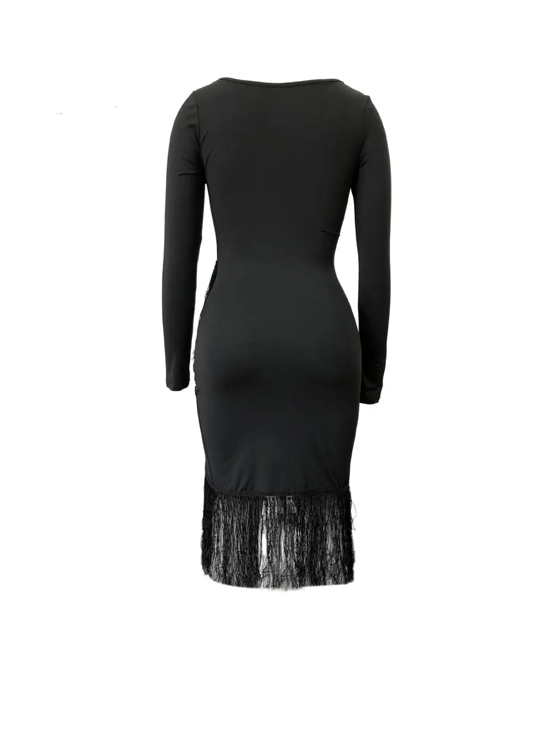 Осеннее сексуальное длинное платье с длинным рукавом и кисточками для женщин