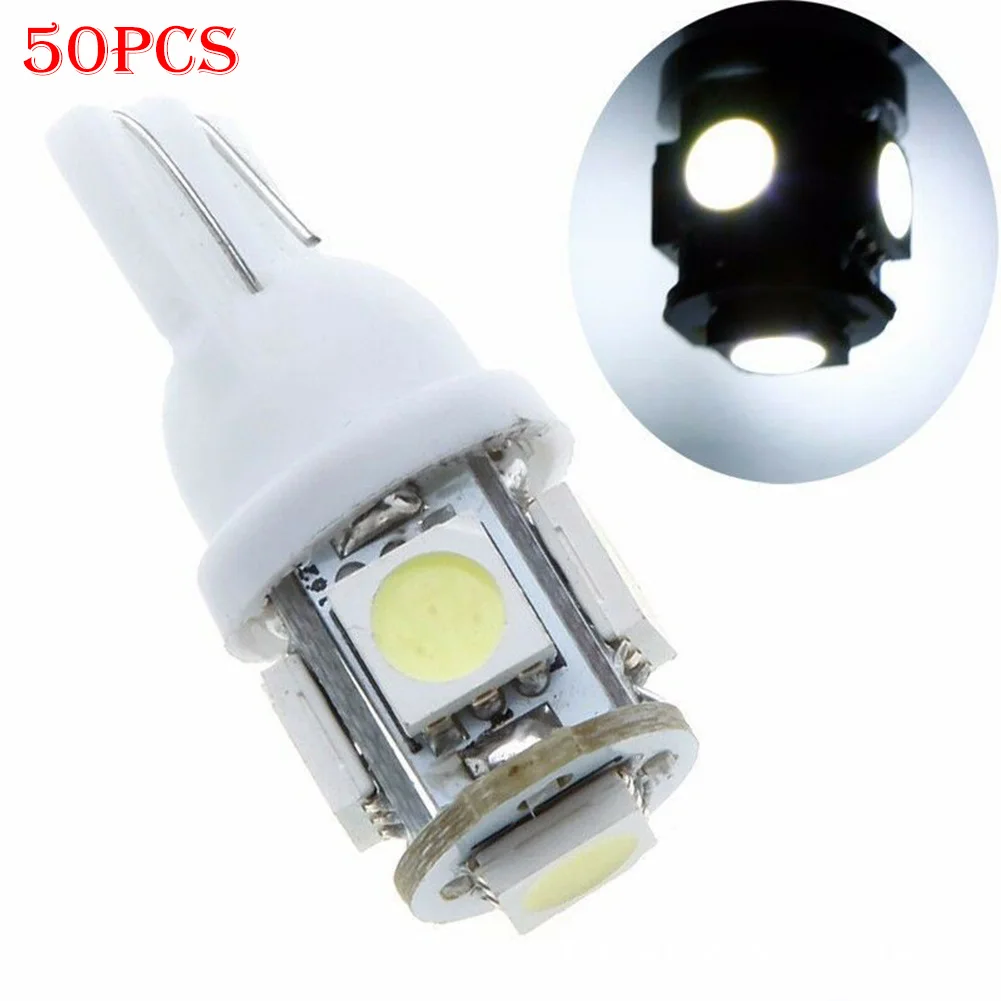 

50 Pcs LED Car T10 LED Bulb 5smd 5 Headwide Width New Reading Light Highlight Work Light Landscape Light