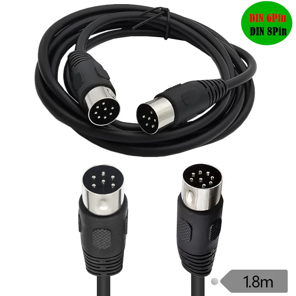 

8 Pin Din Male TO 6 Pin Male Audio data signal cable 1.8meter；