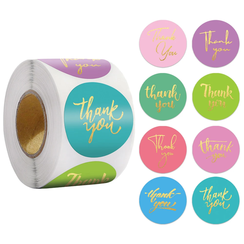 

100-500pcs Thank You Adhesive Stickers 1 Inch Wedding Party Favors Envelope Mailing Supply Packaging Sealing Stationery Sticker