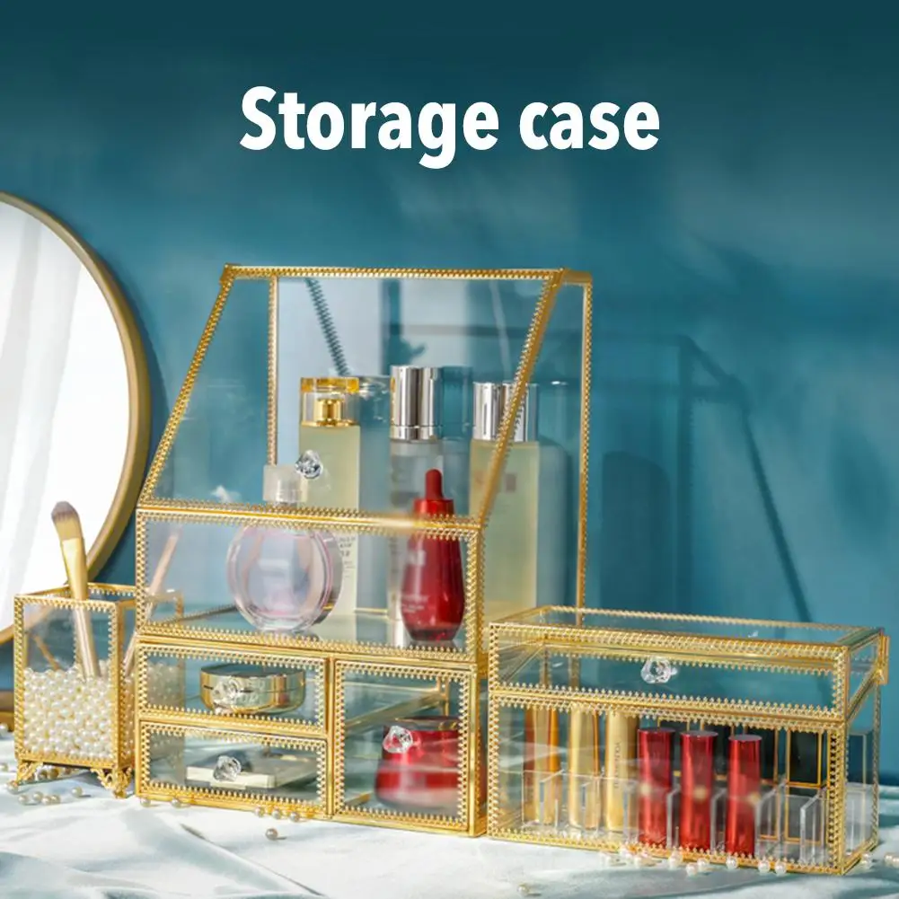 Винтажный органайзер для макияжа 3 слоя 6 ящиков съемный косметический