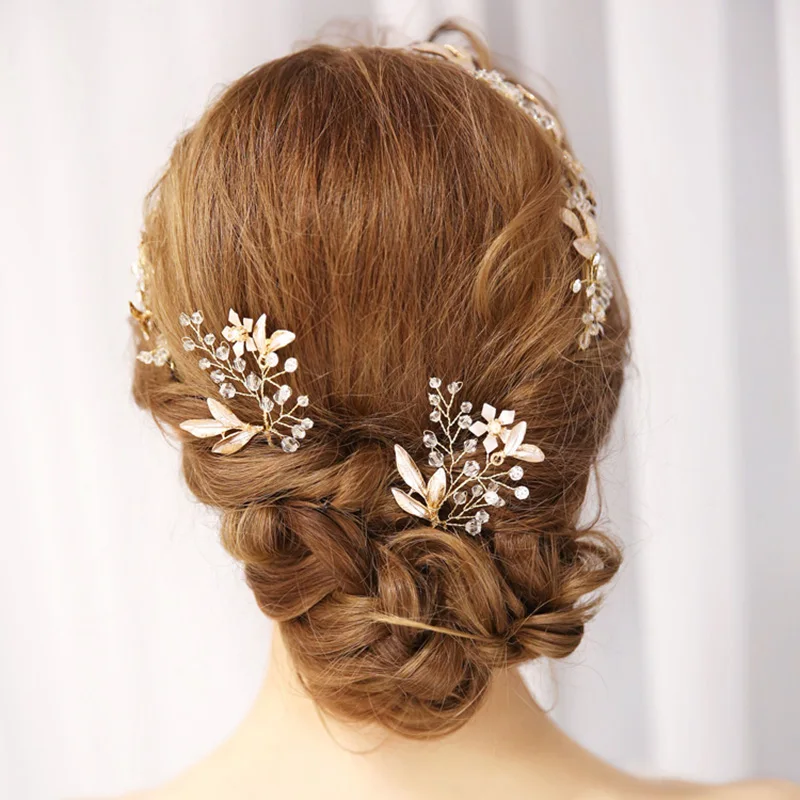 Свадебные украшения с кристаллами свадебные заколки для волос лозой и волосами