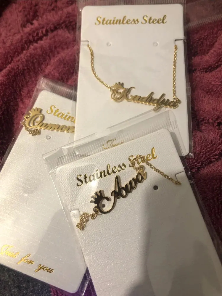 Очаровательная Персонализированная Корона имя ожерелье из нержавеющей стали