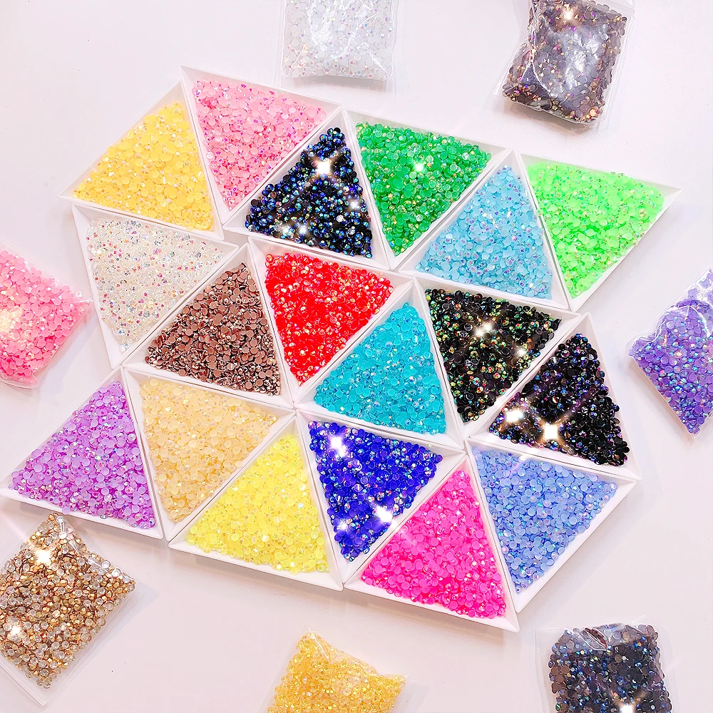 

2000PCS Colorful Jelly AB Resin Rhinestone SS6 2.0MM Flatback Non Hotfix Crystal Decoration DIY Wedding Crafts Jewelry Tips