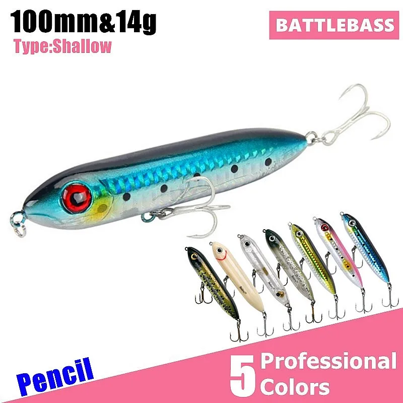 1 шт. твердая приманка BATTLEBASS для рыбалки карандаш Topwater плавающая искусственная 100