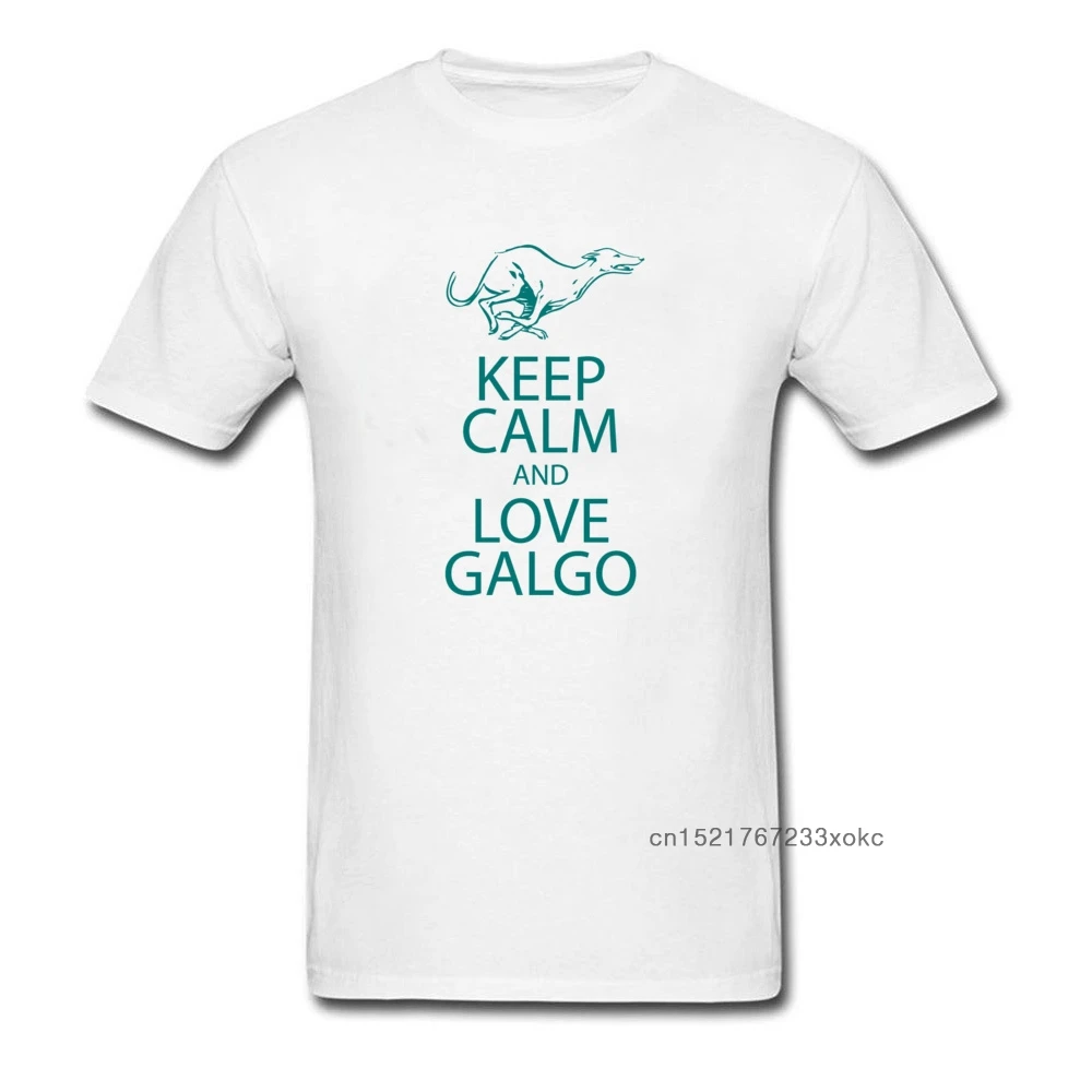 Мужская хлопковая футболка с надписью Keep Calm And Love Galgo Dog Greyhound белые серые черные