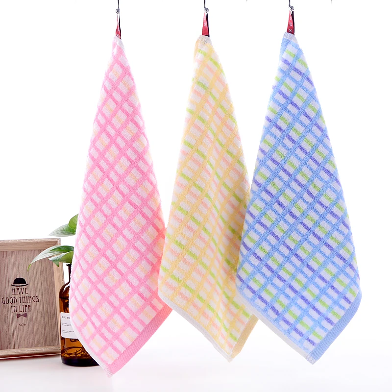 

Striped Small Hand Towels Adult Plaid Handkerchief Children Saliva Towels Face Towel Kitchen Towel set toalla microfibra W015