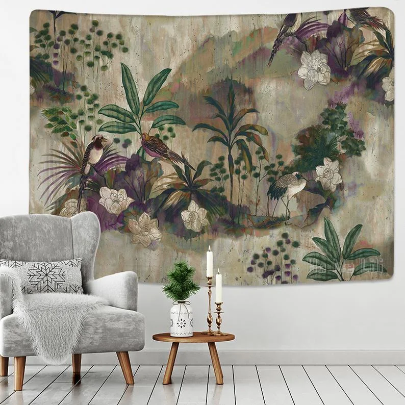 

Bird Print Tapestry Wall Hanging Art Home Decor In Garden