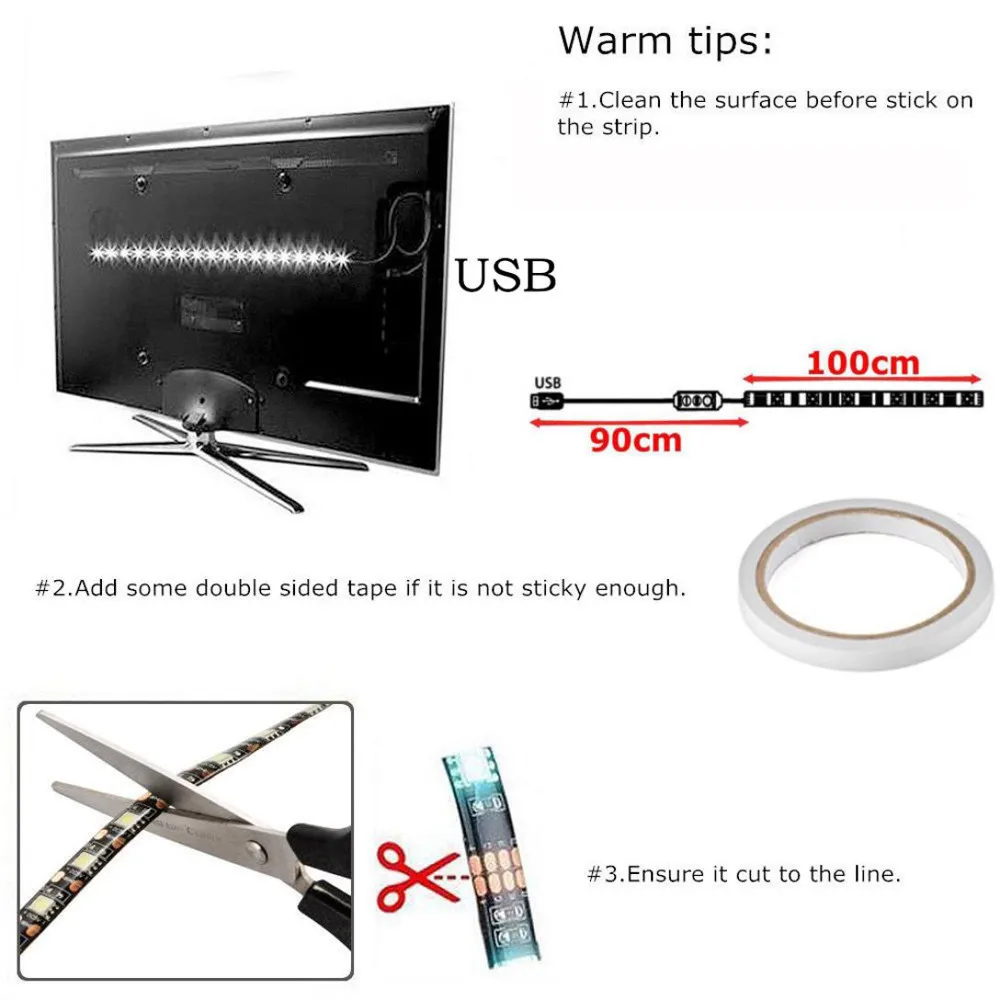 Декоративсветильник Светодиодная лента RGB 5050 с питанием от USB для подсветки