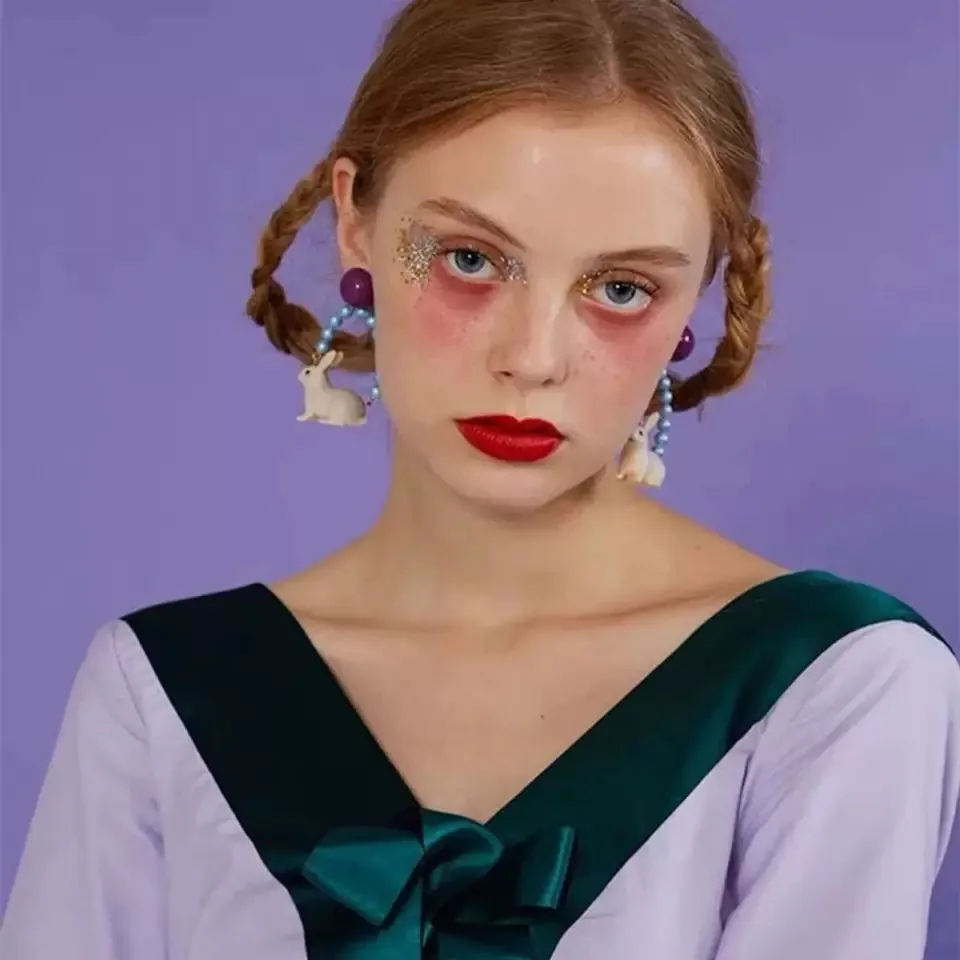 Милые серьги-капли в виде кролика для девочек серьги-подвески из смолы