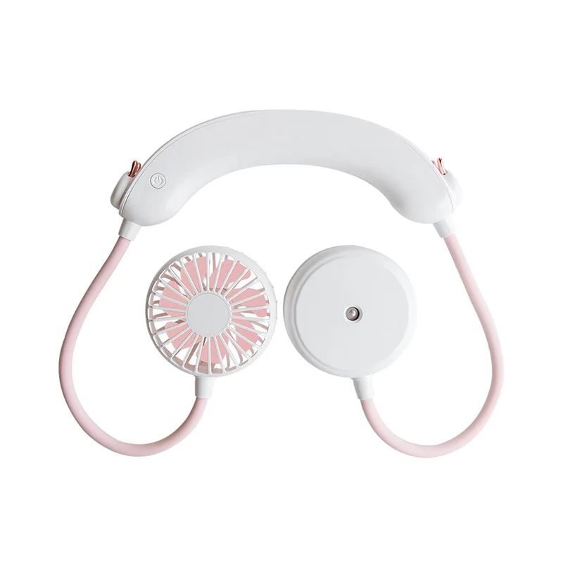 

Portable Mini Hanging Neck Fan USB Air Cooler Humidifying Spray Dual Head Fan 3 Speed Outdoor Travel Sports Cooling Neckband Fan