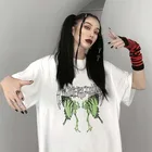 Женская уличная футболка Ulzzang Harajuku, готические топы, футболка с принтом бабочки, летняя футболка большого размера, футболки, топ, женская одежда