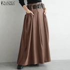 Женская длинная юбка с завышенной талией, однотонная трапециевидная, винтажная, летняя