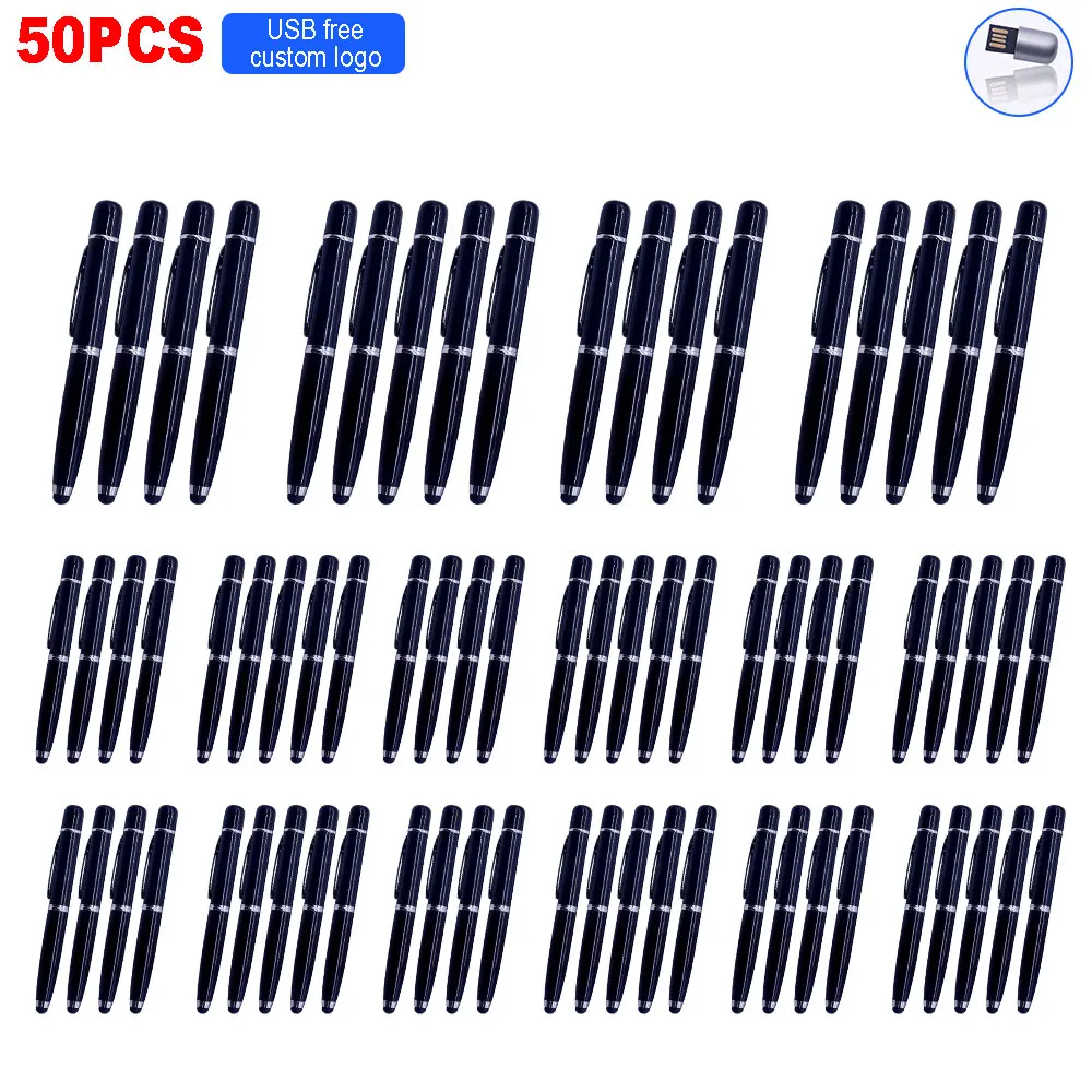 

bulk 50pcs free logo USB 2.0 ballpoint pen Flash Drive Metal Pen Drive 128GB Usb 64GB 32GB 16GB 8GB 4GB High Speed Flash Drive