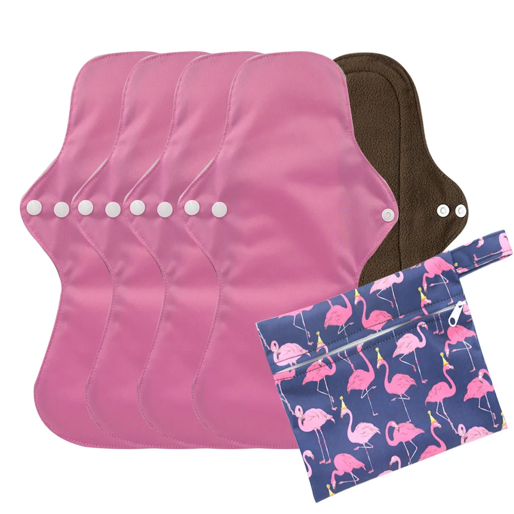 

5 шт., гигиенические прокладки из бамбукового угля для женщин