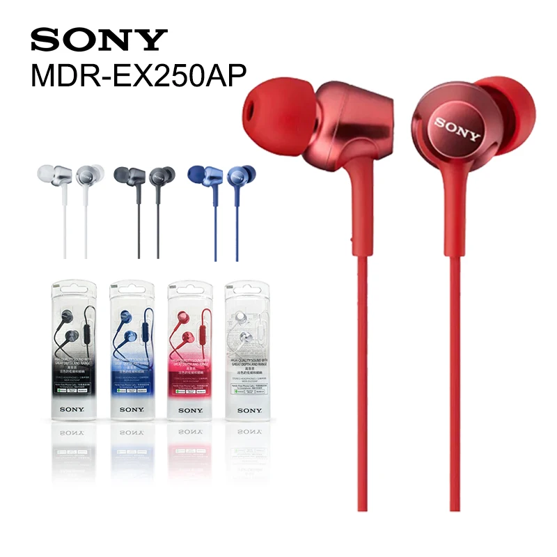 

Original Sony MDR-EX250AP 3.5mm In-Ear Plug Neodymium Music Drivers Earphones for Xperia Z Z1 Z2 Z3 XZ1 XZ2 X XA1 XA2