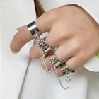 Новые панковские крутые хип-хоп цепочка кольца для женщин Серебряный цвет многокомпонентная цепочка открытый палец кольца для вечеринок ювелирные изделия в подарок