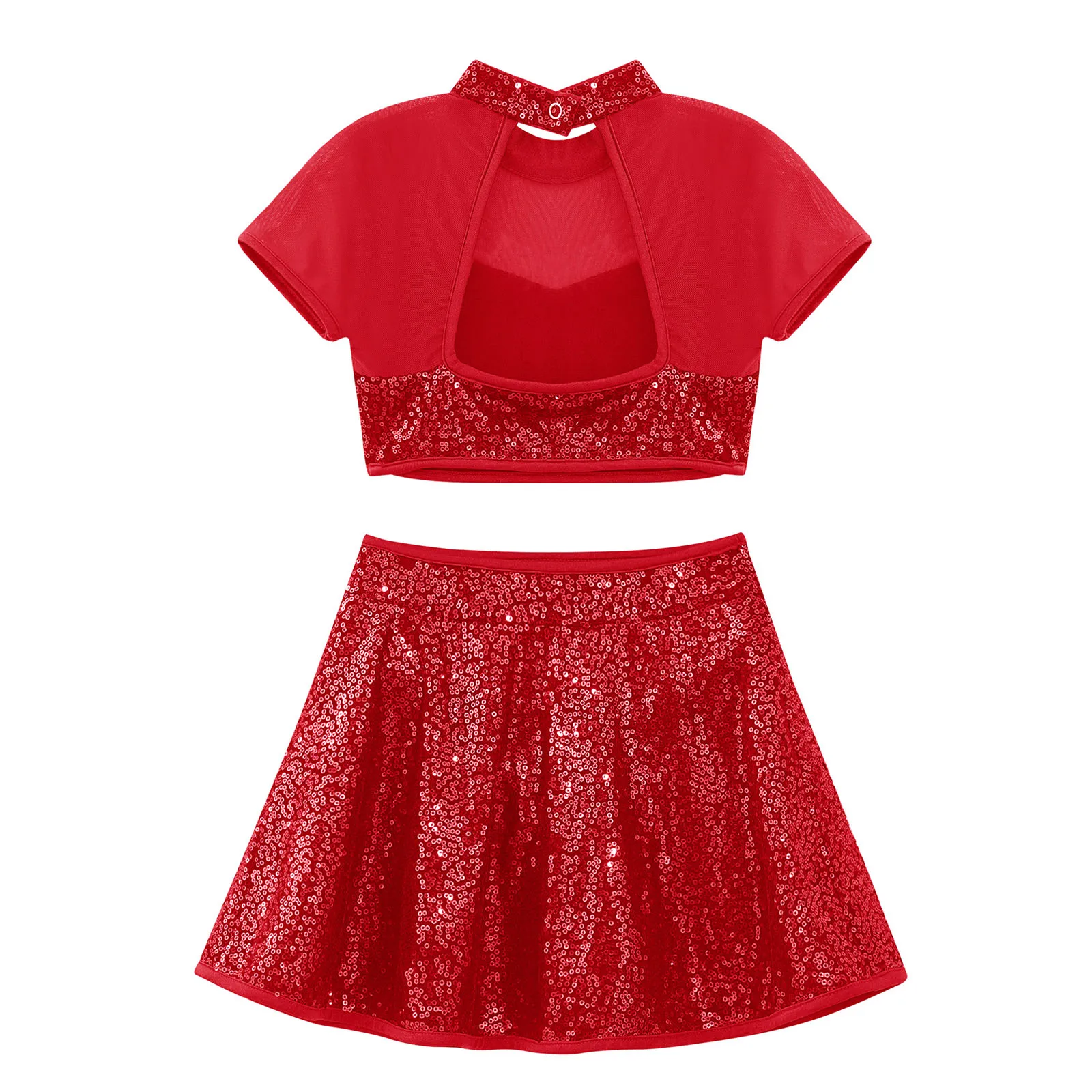 Девушки 2 шт. блестки гимнастическое катание современный джаз платье для