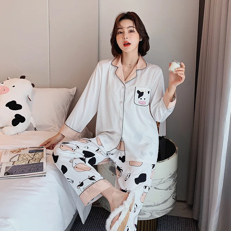 

Пижама женская осенняя с длинным рукавом из вискозы