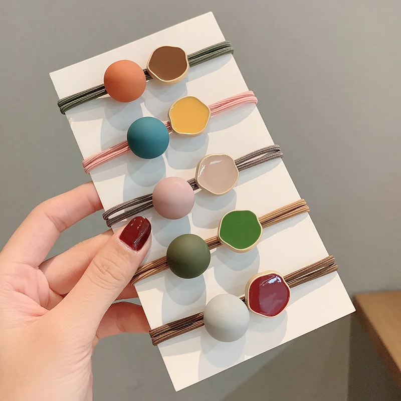 

Moradi-color Hair Ties Solid Color Ball Elastic Hair Bands Bows Rubber Bands for Women Girls Ponytail Holder Hair Accessories