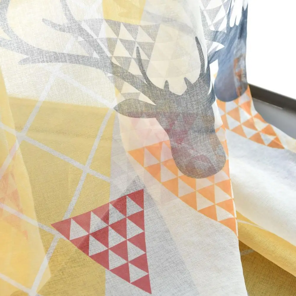 Геометрические занавески в скандинавском стиле для гостиной желтая Затемняющая