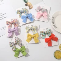 new flower fabric checkered bow hairpin for women korean fashion childrens hair trim side clip hair accessories hair clips 2020