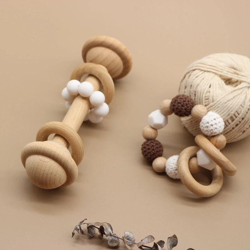 

1 Set Baby Pacifier Clip Chain Teething Bracelet Crochet Bear Soother Rattle Toy P31B