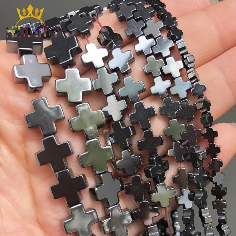 Бусины из натурального черного гематита в форме Креста бусины разделители