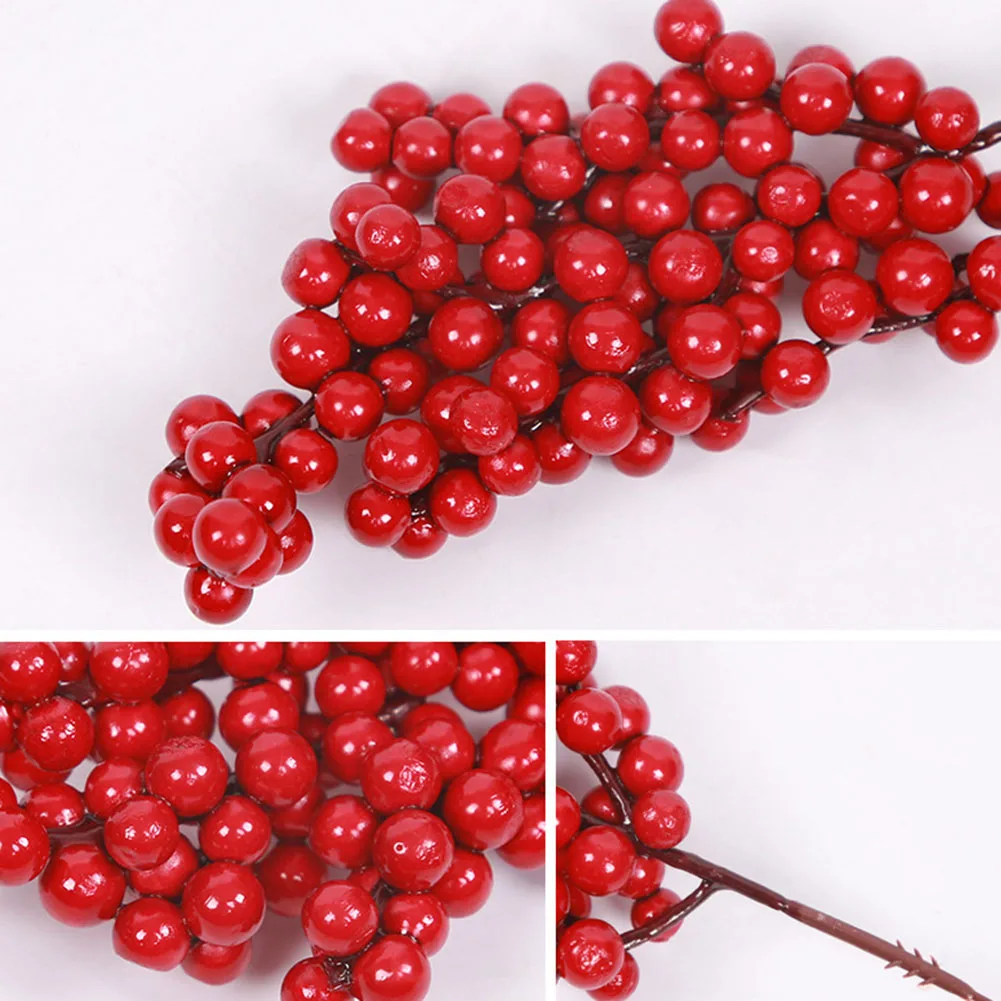2 шт. имитация мини красные ягоды ветка сделай сам искусственный цветок