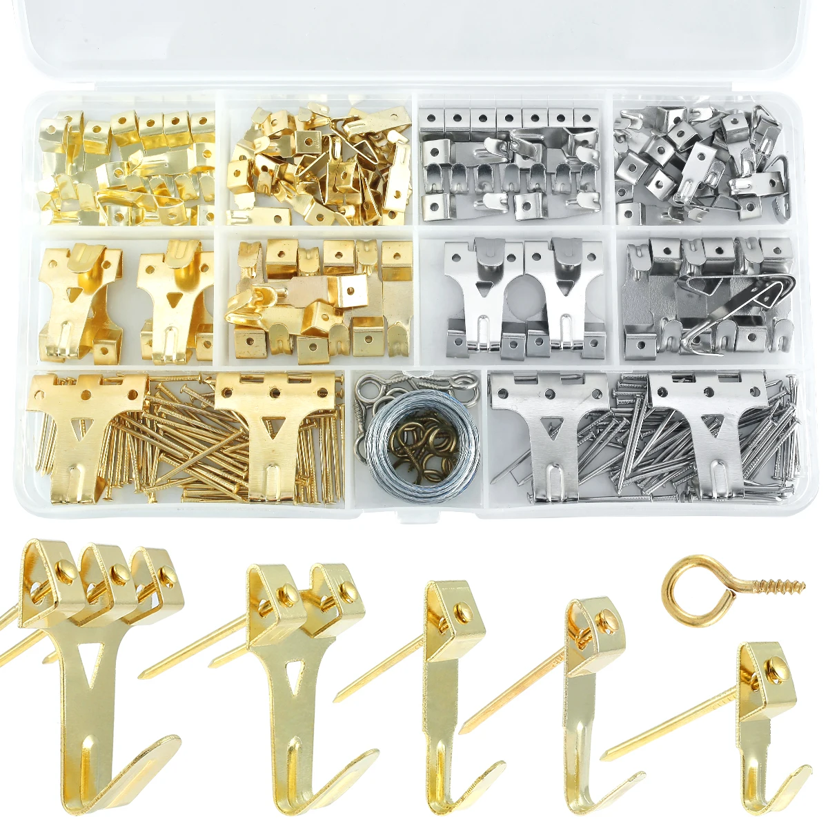 

243Pcs Picture Hangers Kit 10/20/30/40/75lbs Metal Photo Picture Frame Hooks Hanging Assortment Kit With Nails Home Decoration